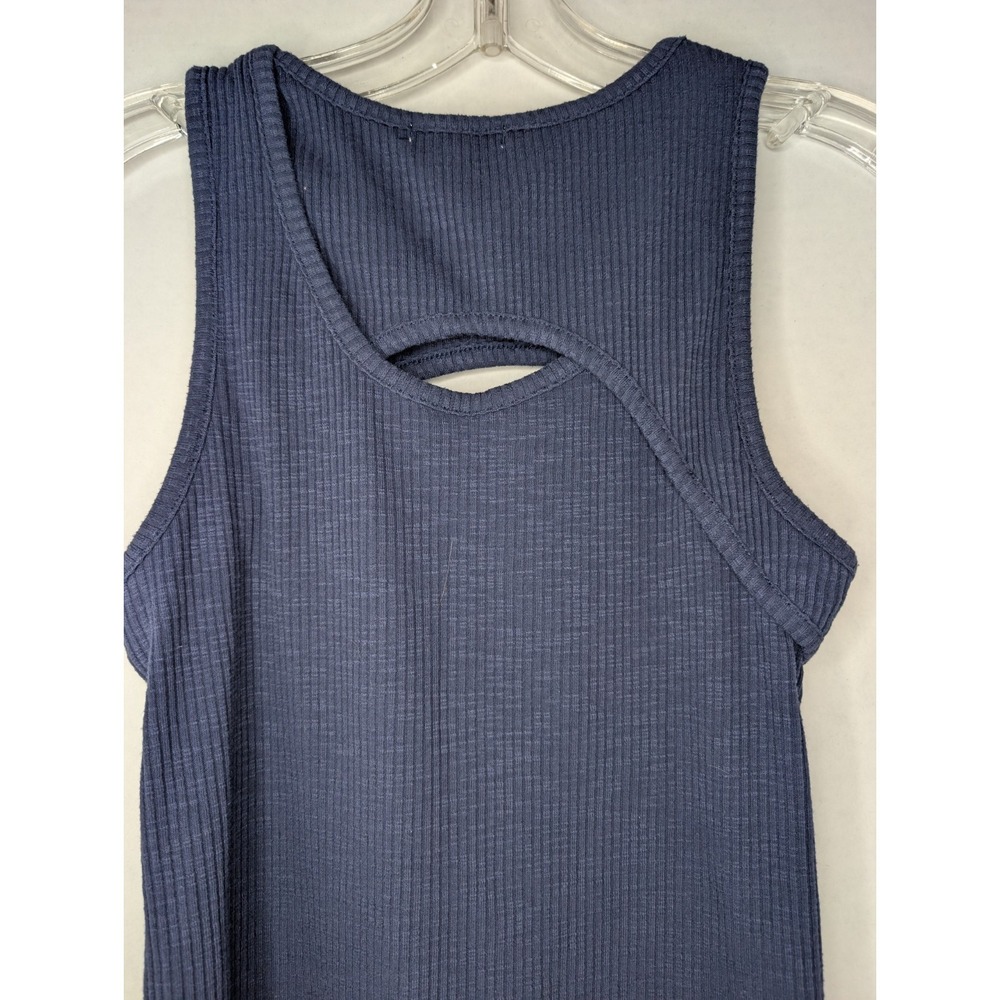 Nine West Womens Medium Blue Ribbed Tank Top Cutout Sleeveless Casual Stretch - Picture 8 of 9
